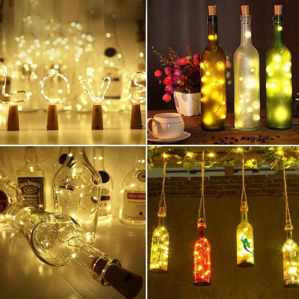 

battery powered garland wine bottle lights with cork 2m 20 led copper wire warm fairy lights string for party wedding decor