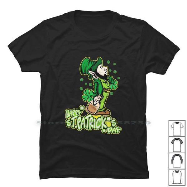 

men's t-shirts happy day t shirt 100% cotton patrick tricks trick trend party irish some tri end ick, White;black