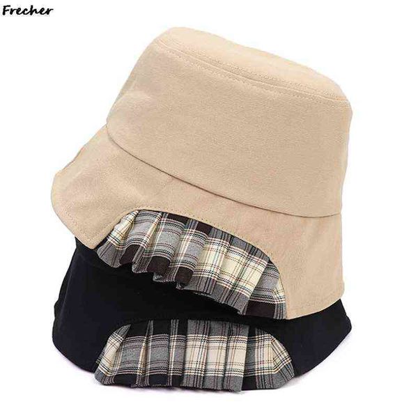 

panama bucket hat men women summer bucket cap cotton fashoin fishing hats sun summer sunscreen fisherman hip hop caps g220311, Blue;gray