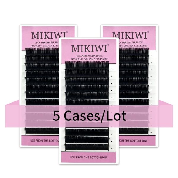 

false eyelashes mikiwi maquiagem 5 cases /lot mink lashes individual eyelash soft natural light premium