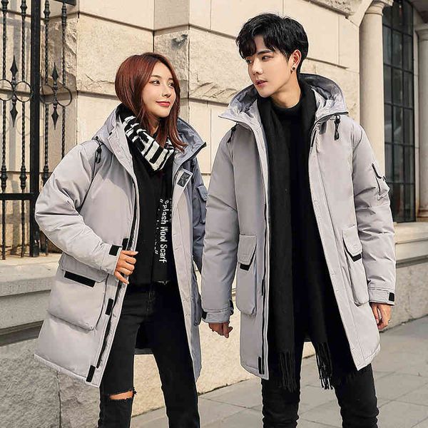 

down coat for men and women, fashionable young student et, long, loose, warm, winter, new in 2021, Black;brown