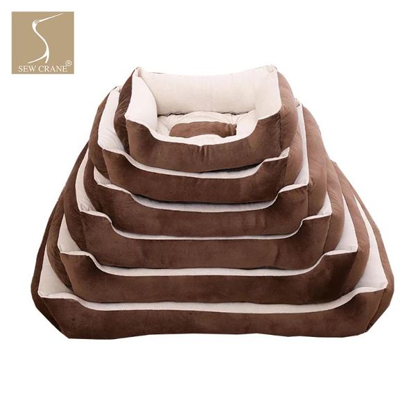 

durable puppy cuddle cushion solid colour short plush dog sleeping bed, black color / brown coffee color