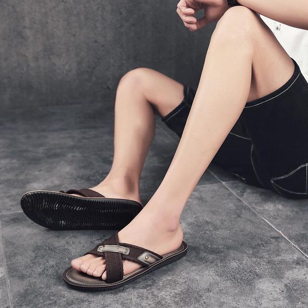

slippers sandals sandals-men beach flops sandel hollow mens slide summer shoes sandles toe trekking sports sandels sandal, Black
