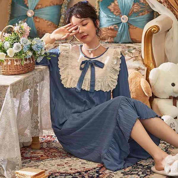 

plus size 5xl nightgowns womens sleepwears bow lace nightwear autumn dress long sleeve princess shirt robe peignoir homme, Black;red