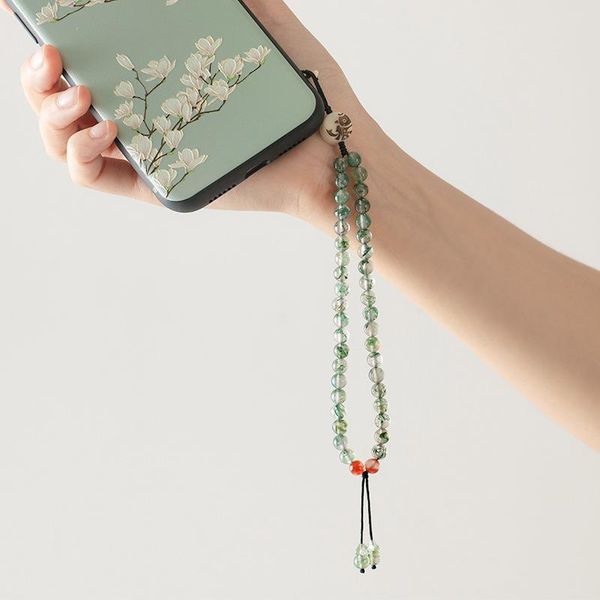 

cell phone straps & charms chinese style pendant natural crystal mobile hanging chain lapis lazuli lanyard creative female models retro