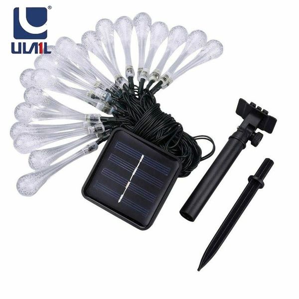 

ula1l rgb 50led solar string fairy crystal teardrop lights chrismas garden outdoor