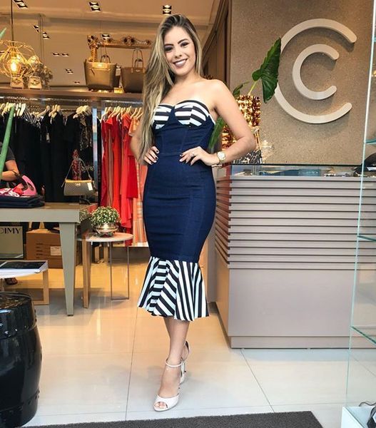 

higher geometric quality blue at height knee strapless rayon bandage cocktail dressed in fashion party jajx, White