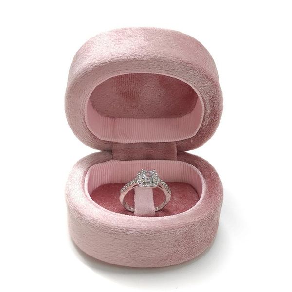 

jewelry pouches, bags d shaped velvet ring box wedding engagement rings organizer gift display 85lb, Pink;blue