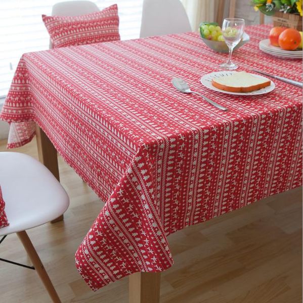 

red deerlet christmas tablecloth cotton linen square table cloth rectangular ourdoor dining table cover toalha de mesa