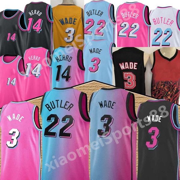 

tyler 14 herro 13 adebayo jimmy 22 butler men basketball jersey dwyane 3 wade men basketball jerseys new 2021 camiseta de baloncesto, Black;red