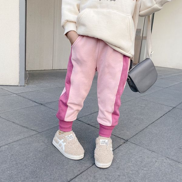 

2019 winter new childrens thicke casual pants girls sports pants korean pants 100%cotton girl leggings children, Blue