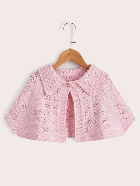 

baby pointelle knit poncho she, Blue