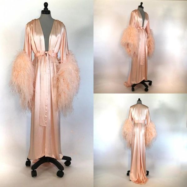 

wraps & jackets women robe fur nightgown bathrobe sleepwear v neck bridal with belt wedding party gifts bridesmaid dress, White