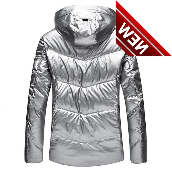 

2021 winter new men's sequins white duck down jacket thick warm hooded fashion hip hop parka and coats male brand clothing, Black