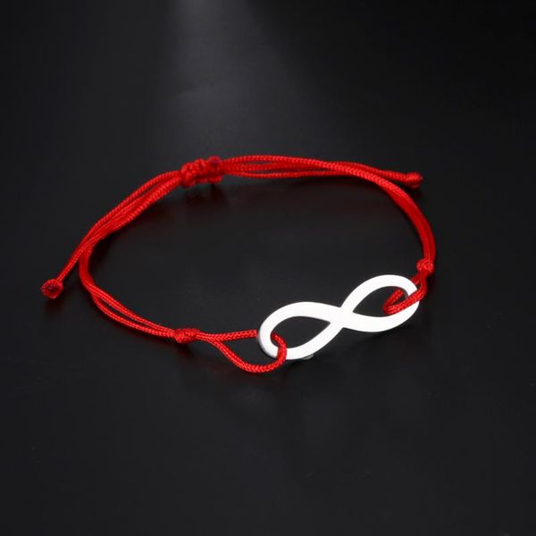 Link, catena Lucktune Cordone regolabile Infinity Bracciali per donna Uomo Rosso Corda nera Bracciale con ciondoli in acciaio inossidabile Coppia Regali di gioielli