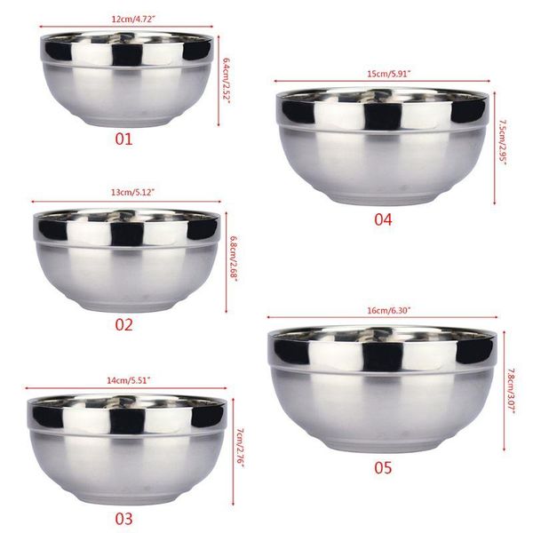 

eco-friendly double layer anti-rust stainless steel classic bowl thermal insulation kitchen flatware drop ship
