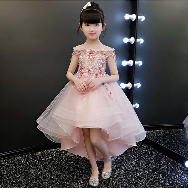 

girl's dresses elegant kids pink lace flower girls dress pageant party wedding ball gown prom princess formal occassion, Red;yellow