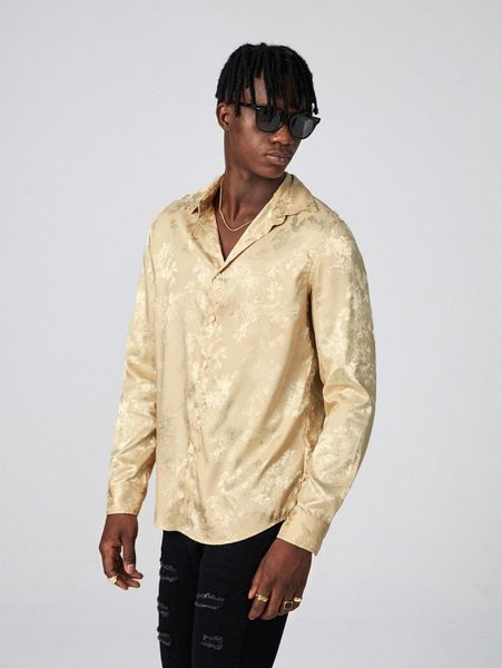 

men jacquard button front shirt l9yj#, White;black