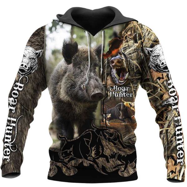 

men's hoodies & sweatshirts brand clothing novelty boar 3d printed mens hooded sweatshirt streetwear pullover casual tracksuit, Black