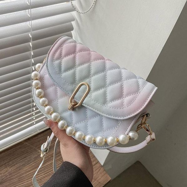 

evening bags lattice pu leather gradient r crossbody for women 2021 fashion small shoulder bag female handbags and purses travel