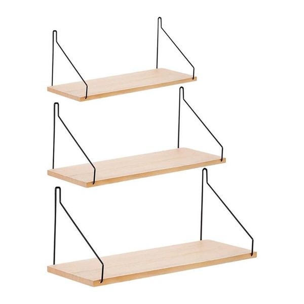 

hooks & rails morden simple style iron wooden wall shelf home bedroom space saving potted plants decor holder book storage rack organizer