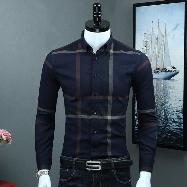 

men's casual shirts caiziyijia autumn&winter arrival men silm fit striped long sleeve dress shirt cotton brushed plaid camisa masculina, White;black