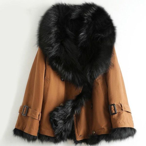 

women's fur & faux pie overcomes the female fur, inner courage, small, fashionable, wild, real raccoon wears a fashionable, Black