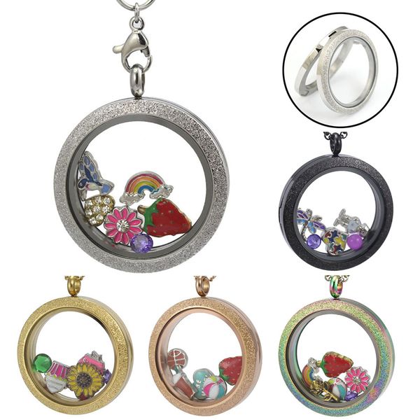 

magnetic closed locket 25mm/30mm fashion 316l stainless steel floating charms glass living ocket with sparkles face, Silver