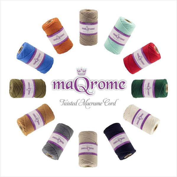 

yarn maqrome macrame cord single twisted 3 mm, Black;white