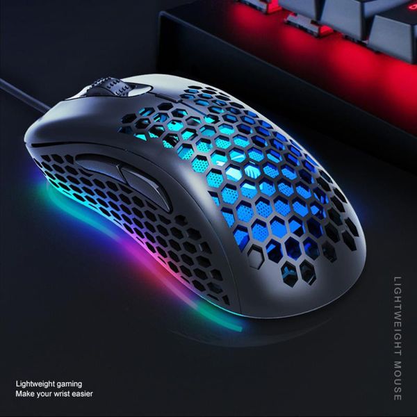 

usb wired gaming mouse 4-color backlight honeycomb hole optical mice for t-wolf g540 household computer safety parts