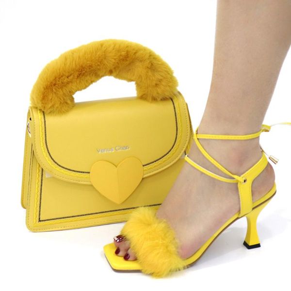 

dress shoes 2021 yellow women with handbag set ladies high heels pumps sandals sandalias and bag femmes chaussures sac cr132 7.5cm, Black