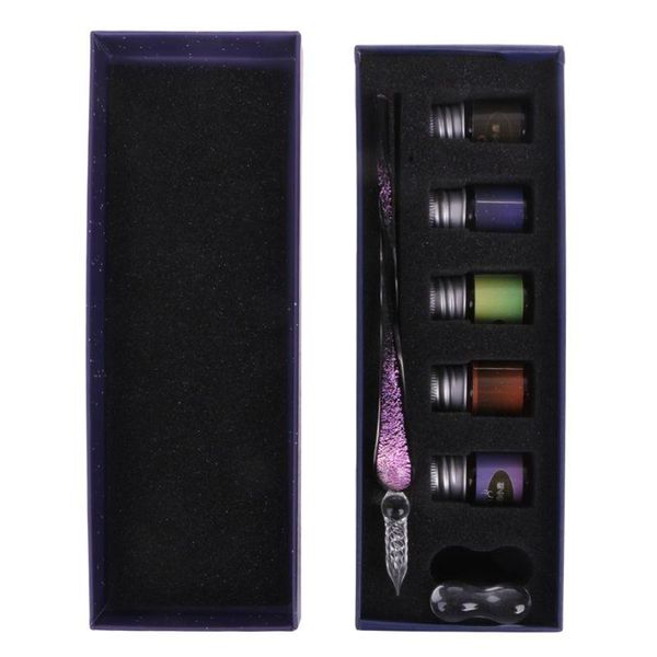 

crystal starry sky glass ink pen dip for writing fountain set gift k9fc pens