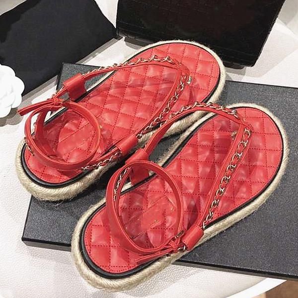 

c home the latest sandals for early spring 2021 individual simple flip flops chain design vacation sandals all-match leisure, Black