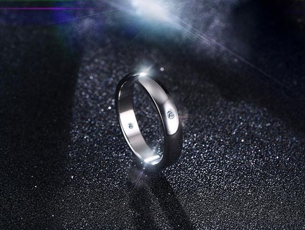 

wedding rings fashion stainless steel cubic zircon 2 color couple for women men engagement romantic jewelry, Slivery;golden