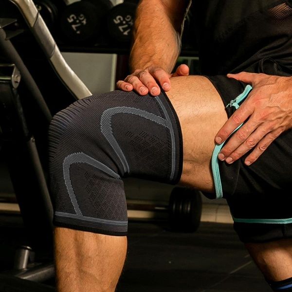 

elbow & knee pads sports compression support brace patella protector knitted silicone spring leg sleeve for basketball volleyball, Black;gray