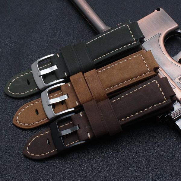 

watch bands garmin forerunner 220/235/620/630/735xt smart 22*15mm genuine leather watchband bracelet, Black;brown