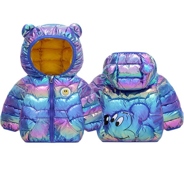 

baby girls boys hooded down jacket outerwear kids windproof coats toddler zipper jacket warm, Blue;gray