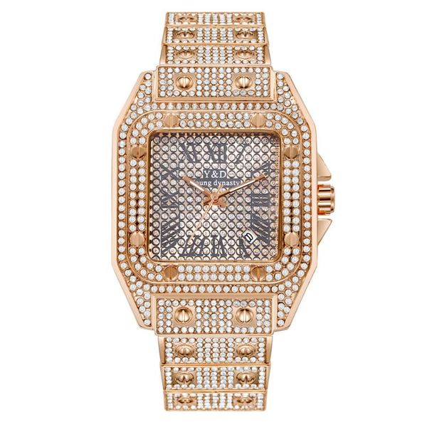 

wristwatches diamond square women watches rose gold luxury women's fashion watch stainless steel ladies female quartz clock, Slivery;brown