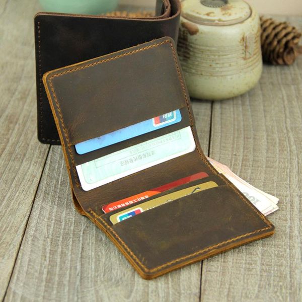 

card holders aetoo handmade wallet, male mad horse leather mini men's short head retro wallet, Brown;gray