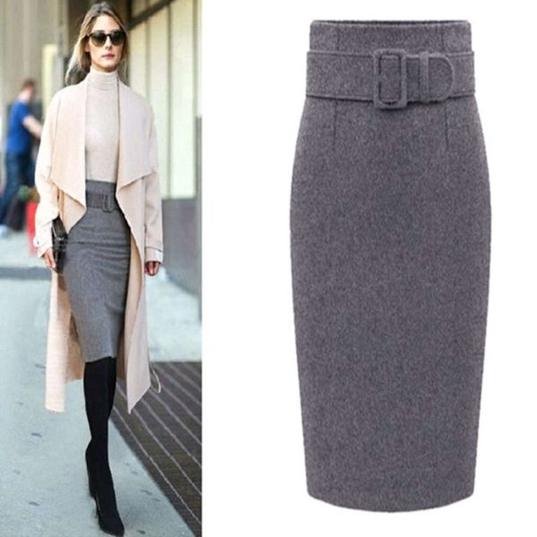 

autumn and winter 2020 new tweed short large size thickened medium length hip wrap one step skirt, Black;gray