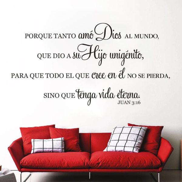 

wall stickers juan 3:16 porque tanto amó dios al mundo spanish quotes decals room livingroom mural home decoration ru2319