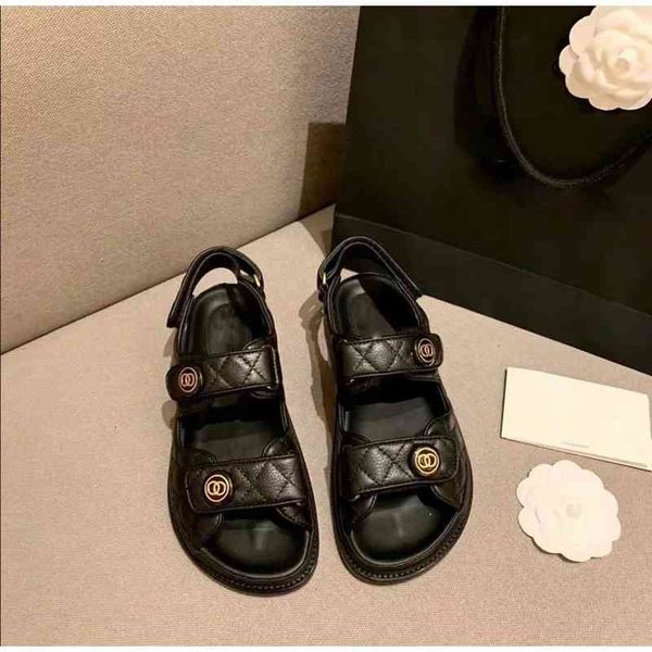 

new summer 2021 leather velcro with thick bottom, Black