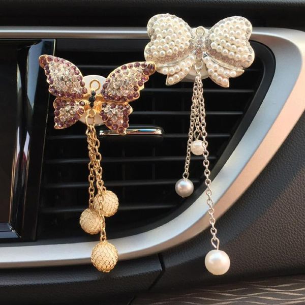 

car air freshener 80% s vent clip bowknot shape inlay alloy auto conditioning perfume for