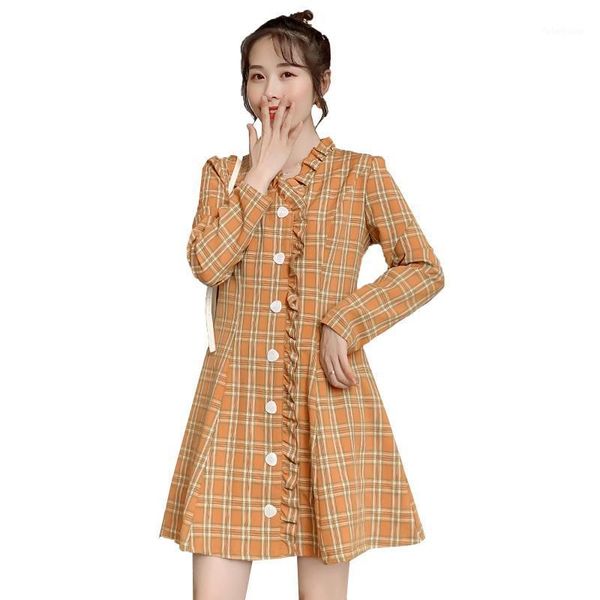 

spring v-neck maternity lactation dress ruffles patchwork pregnant women plaid nursing elegant breastfeeding clothes1, White