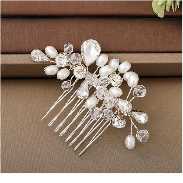 

wedding hair jewelry woman small hair comb silver color rhinestone flower jewelry hair comb pearl bride ornament jllfpa
