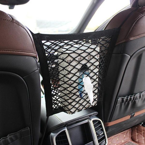

car organizer backrest net trunk seat elastic rope comes with hook universal storage bag pocket cage back