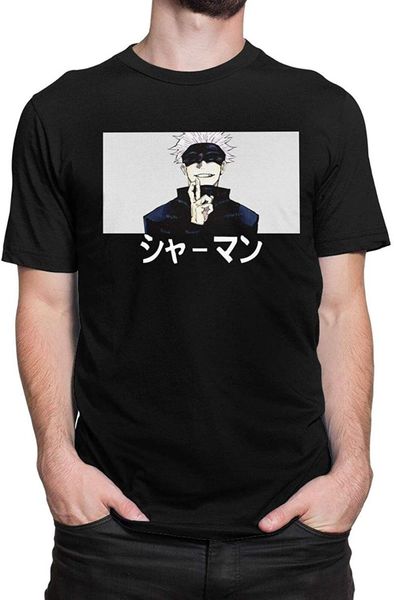 

women's t-shirt jujutsu kaisen t-shirts cotton black gojo yuji t shirts casual fashion tee short sleeve for mens womens youth, White