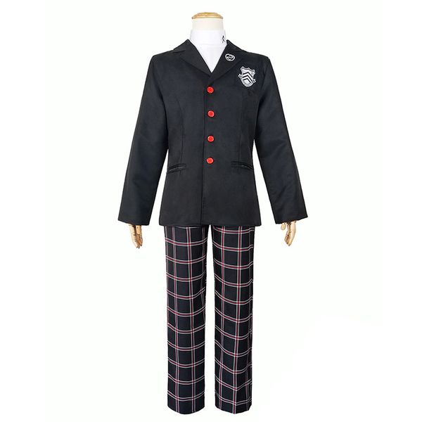 

anime costumes game persona 5 akira kurusu cosplay costume p5 ren amamiya full set school uniform mens suits halloween blazer outfit, Black