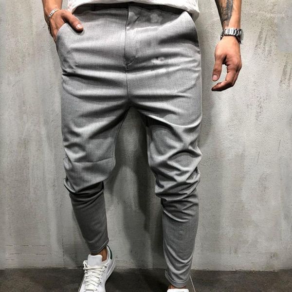 

men's pants men casual spring autumn male solid color pocket trousers fashion zipper elastic waist long hip hop streetwear1, Black