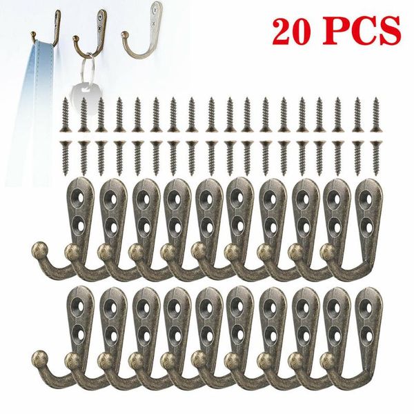 

hooks & rails 20pcs wall mounted hook single robe coat hat holder key hanger with 40 pieces screws home storage organize